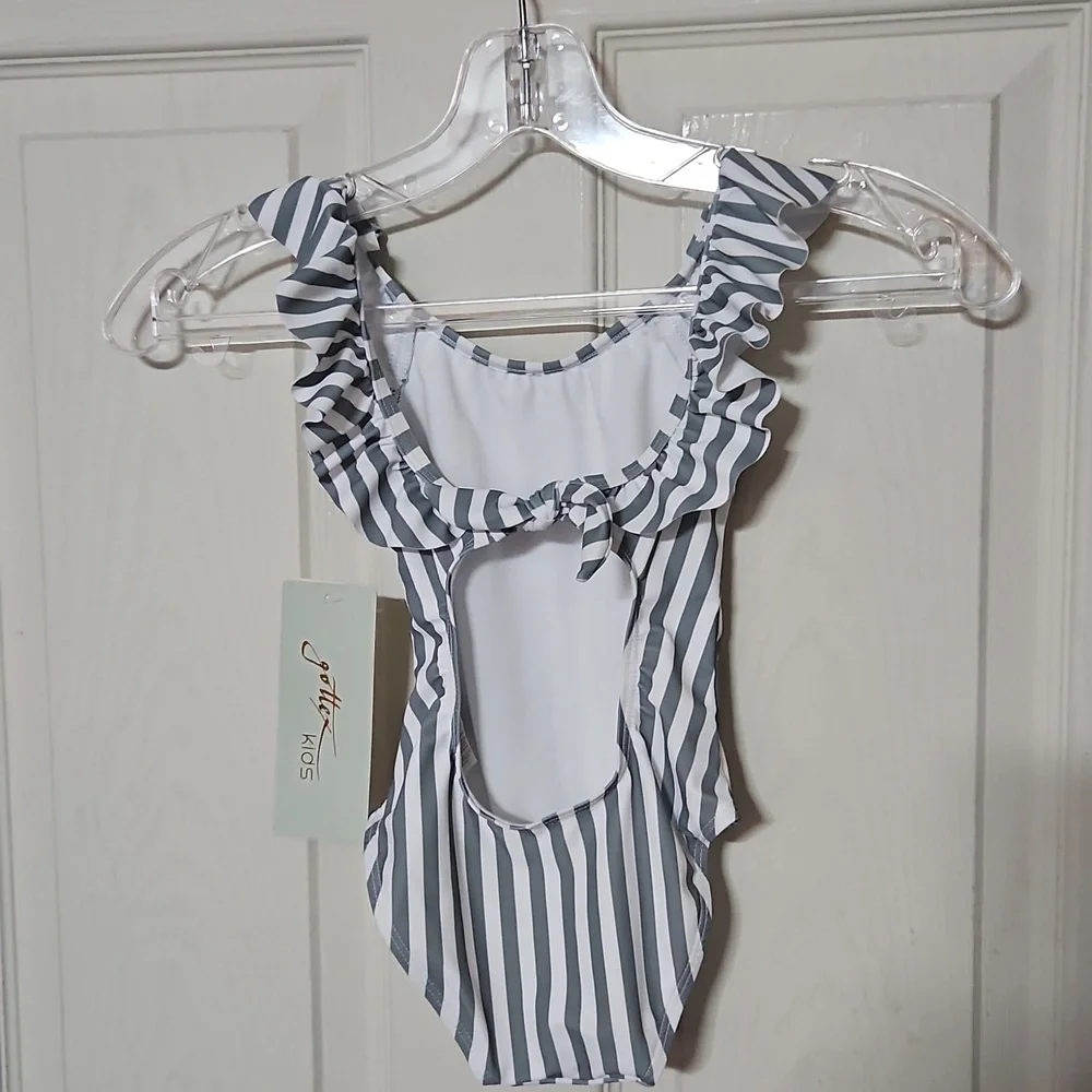 GOTTEX KIDS GREEN/WHITE STRIPED ONE PIECE: NEW WITH TAGS: SIZE 3